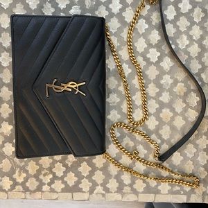 Ysl matelasse black wallet on chain